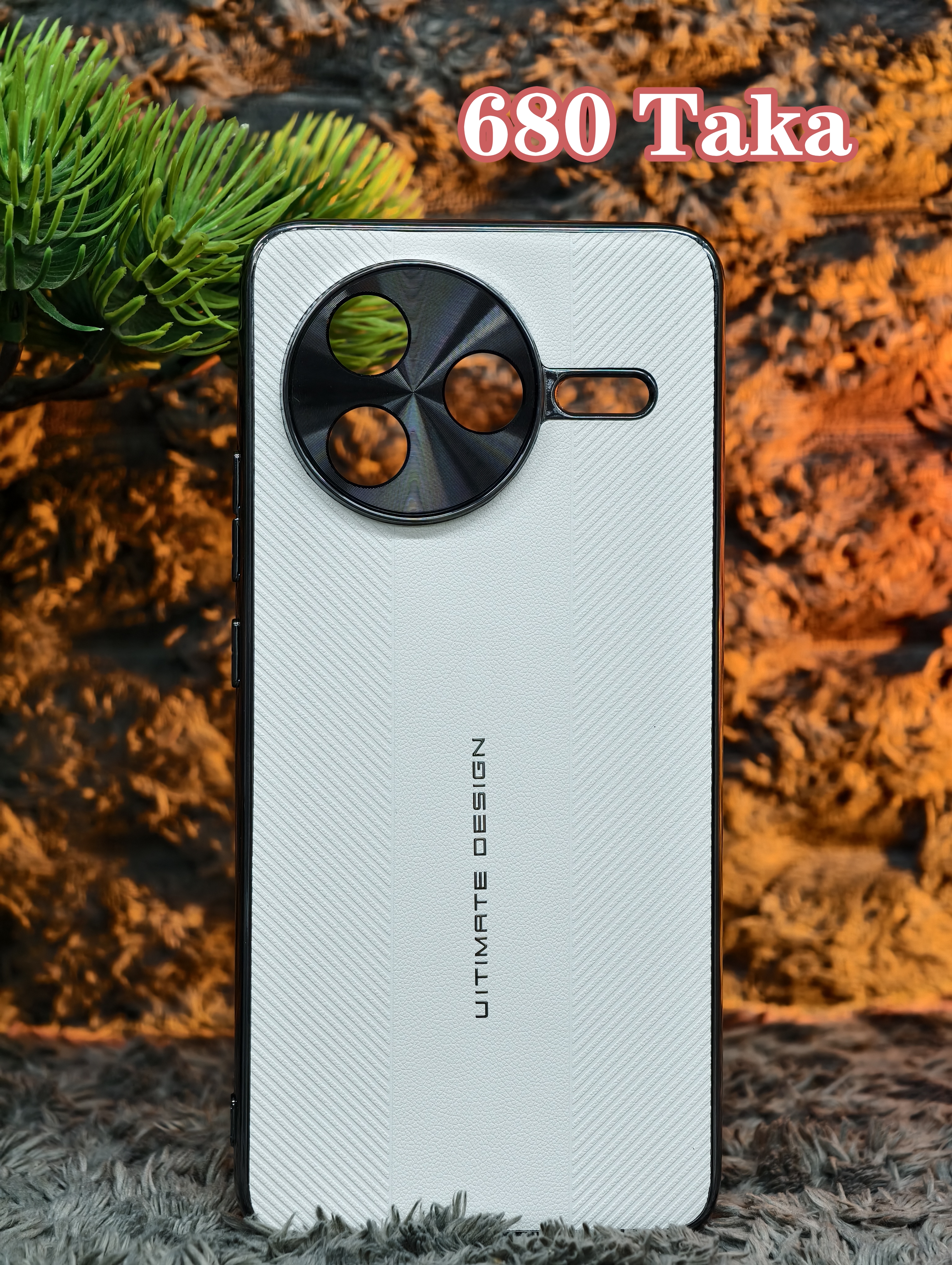 Premium White Leather Back Cover with Camera Protection For Redmi K80