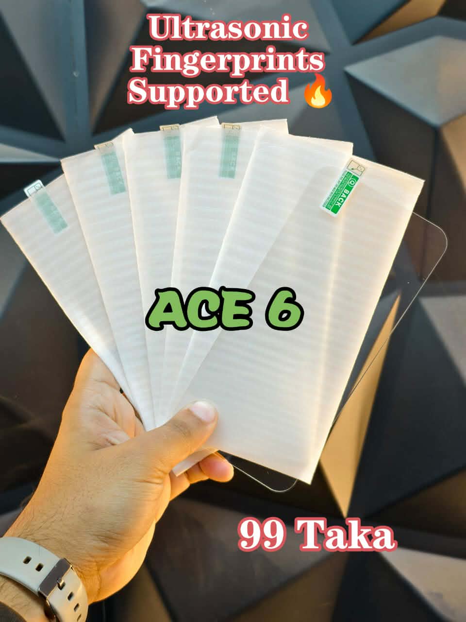 Oneplus Ace 6 Ultrasonic Fingerprint Supported Full Transparent Screen Protector